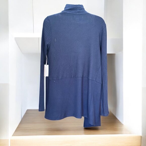 Velvet by Graham & Spencer Bertha Waffle Knit Waterfall Cardigan Navy Size Small - Picture 3 of 9